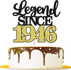 1 PCS Legend Since 1946 Cake Topper Black Gold Glitter Eighty Happy 80th Birthday Cake Pick Cheers to 80 Years Cake Decoration for 80th Birthday Anniversary Party Decorations Supplies