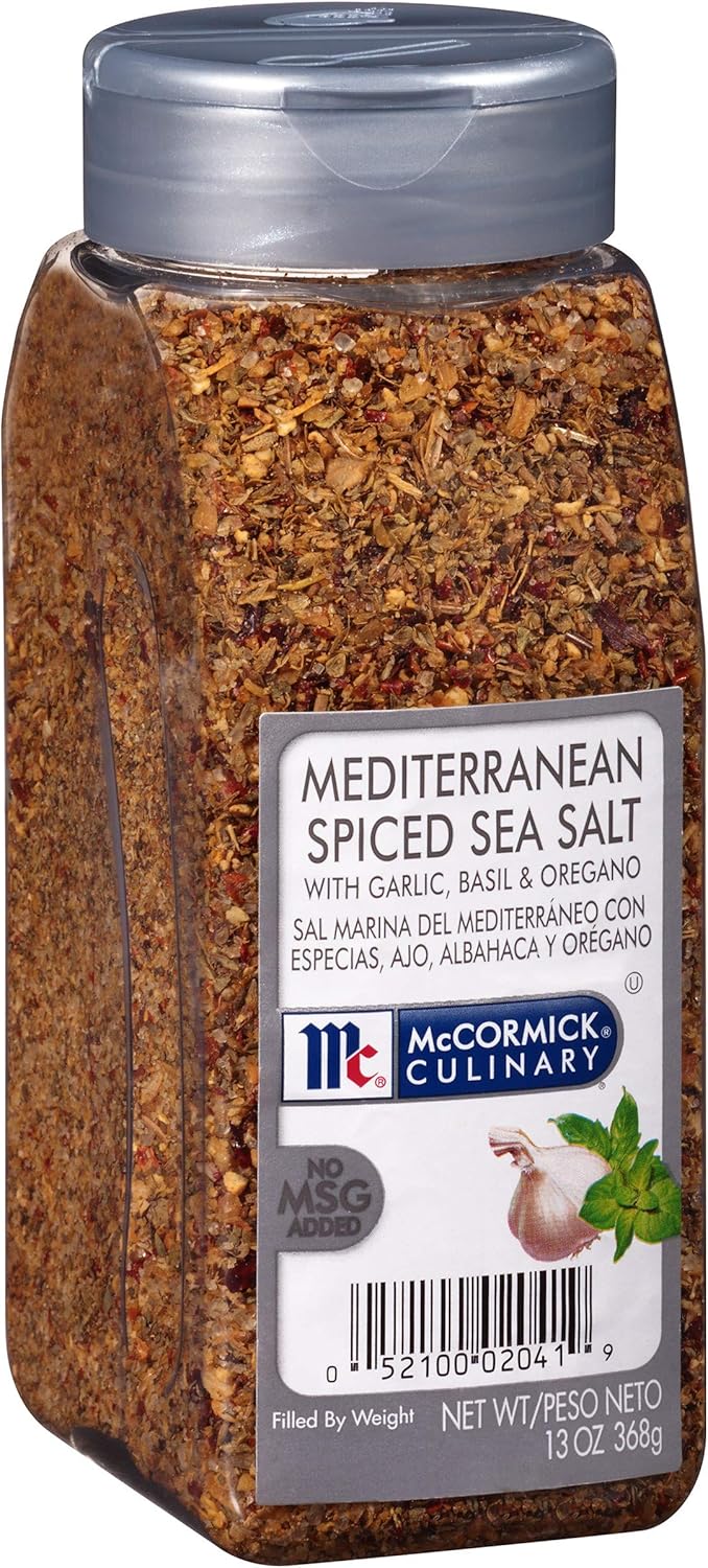 McCormick Culinary Mediterranean Spiced Sea Salt, 13 oz - One 13 Ounce Container of Mediterranean Spiced Sea Salt With Garlic, Basil, and Oregano Perfect for Soups, Salads, and More