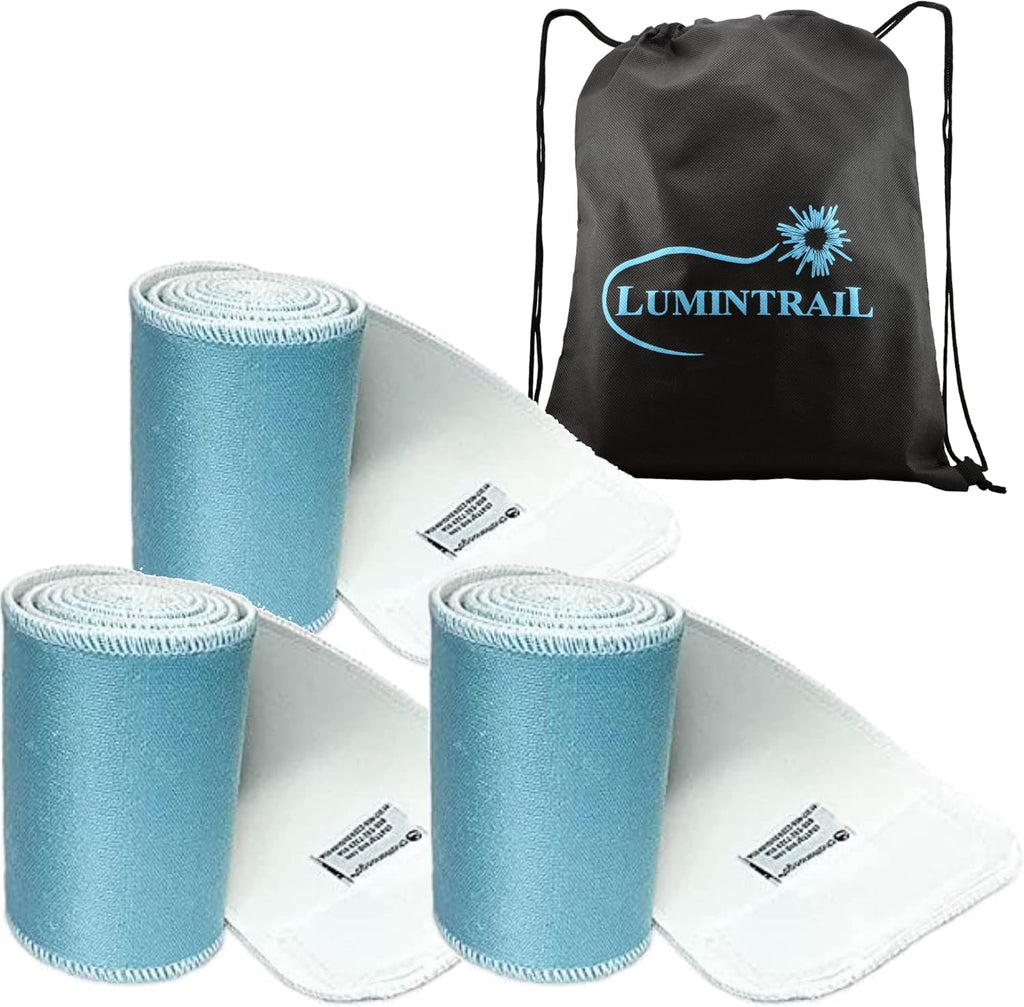 Chattanooga Nylatex Therapeutic Treatment Wrap 4" x 36", 3 Count Pack, Ideal for Holding Cold Packs and Steam Packs, with a Lumintrail Drawstring Bag