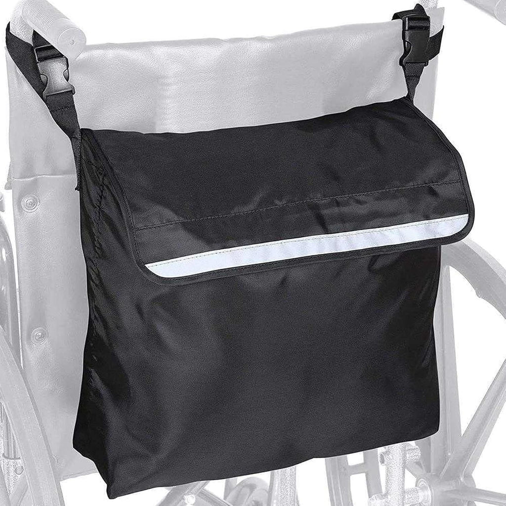 Wheelchair Bag, Polyester Electric Wheel Chair Pouch Portable Walker Backpack Storage Organiser with Reflective Strips for Seniors