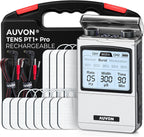 AUVON Rechargeable TENS Unit Muscle Stimulator, FSA HSA Eligible, Digital TENS Machine with 8 Customizable Modes, Electronic Massager for Sciatica, Shoulder & Back Pain Relief, 12 Pads, A Carry Case