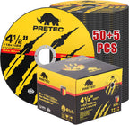 Cut Off Wheels 4-1/2", PRETEC 50+5 Pack Metal Cutting Wheel,Thin 4.5” Metal & Stainless Steel Fast Cutting Discs for Angle Grinder - 7/8" Arbor Hole