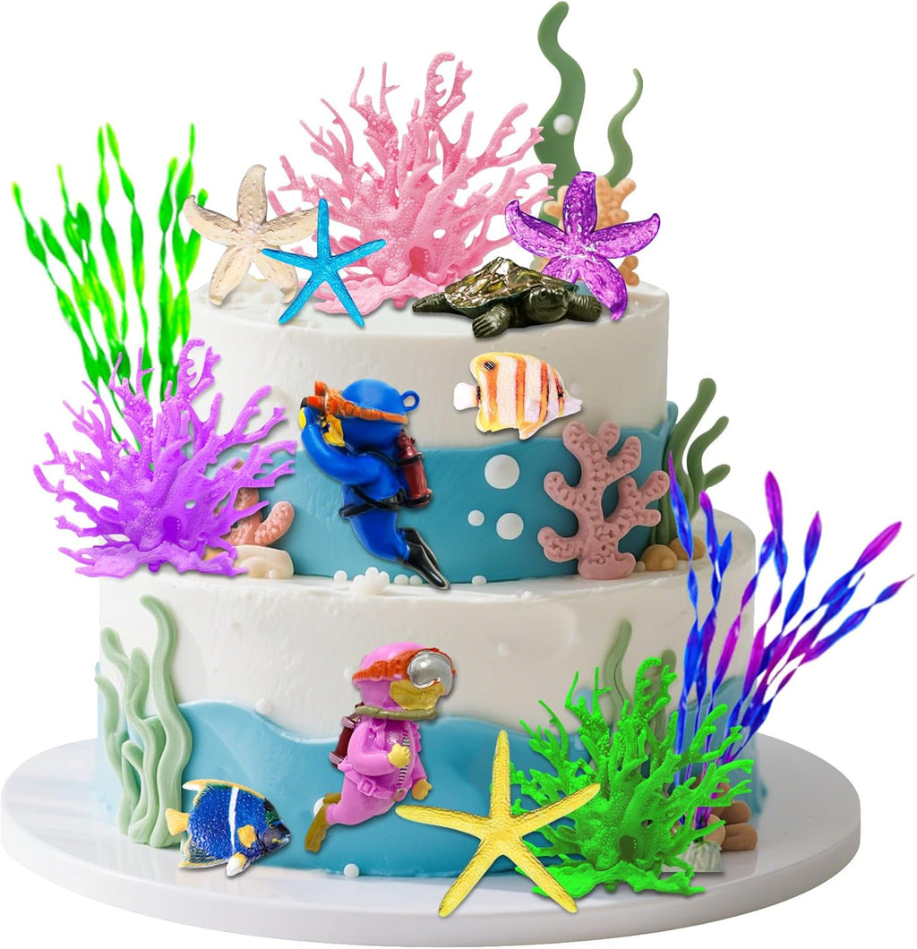 Sea Ocean Cake Toppers Coral Cake Decoration Diver Cake Decorating