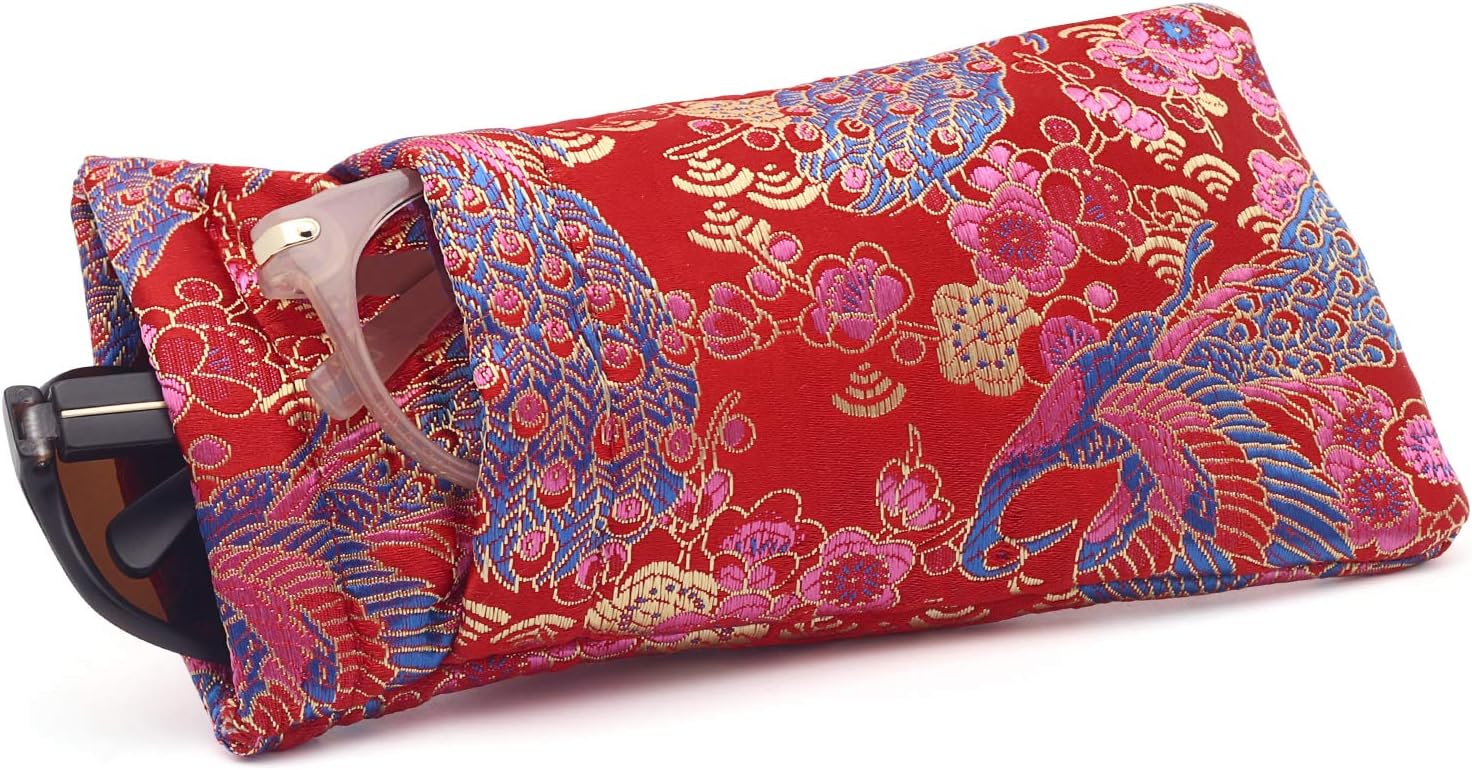 Face Shadow Double Glasses Case Soft Eyeglass Case For Women Men Squeeze Top Sunglasses Case With Cleaning Cloth