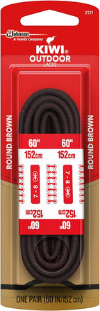 KIWI Round Boot Laces, Black and Sand, 60" (1 pair)