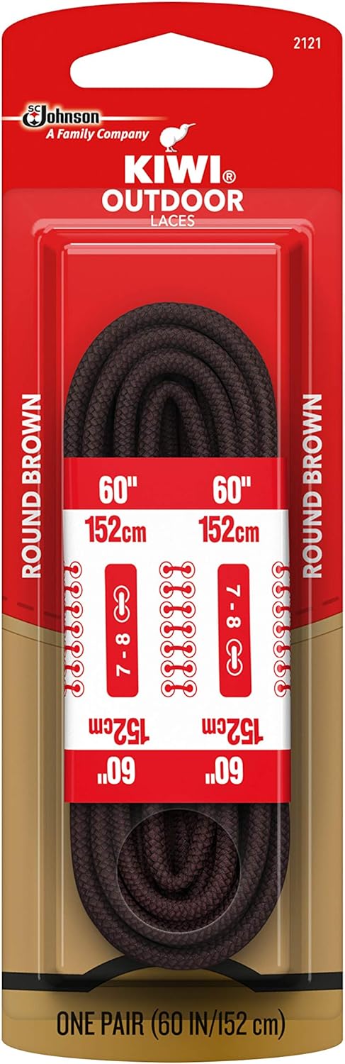 KIWI Round Boot Laces, Black and Sand, 60" (1 pair)