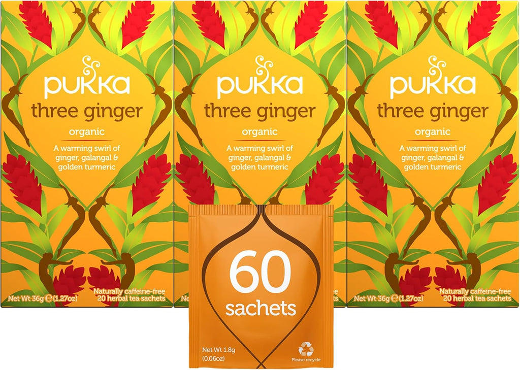 Pukka Herbal Tea Three Ginger 20 Count (Pack of 3)