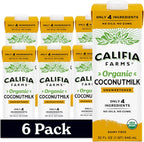 Califia Farms - Organic Coconut Milk, 32 oz (6 pack), Dairy Free, Vegan, Plant Based, Vegan, Gluten Free, Non GMO, USDA Organic