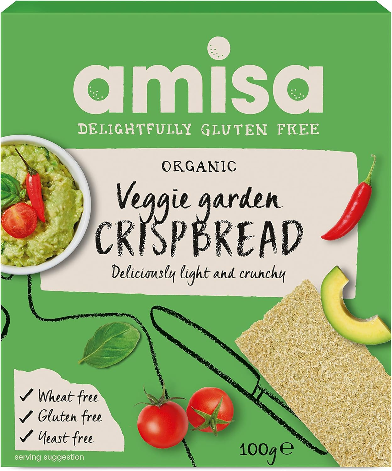 Amisa Organic Gluten Free Veggie Garden Crispbread 100g - Pack of 2