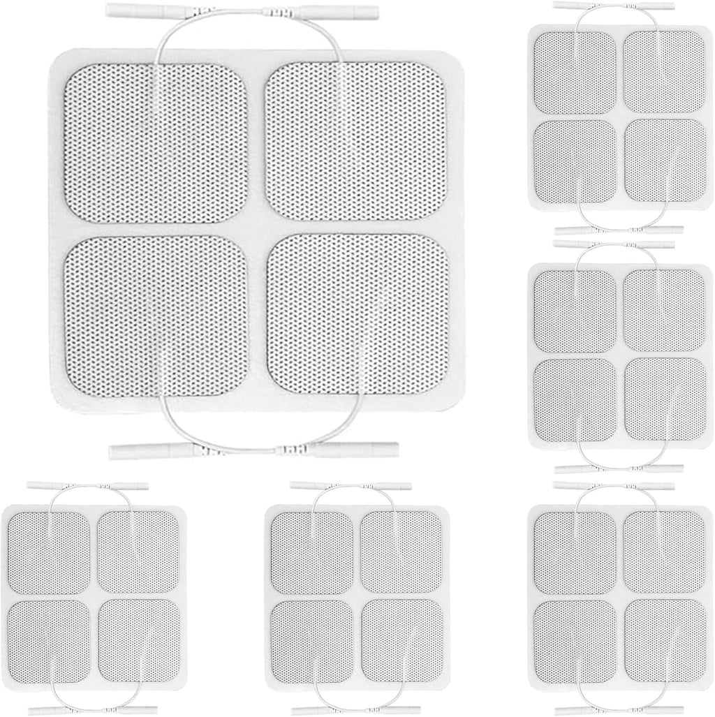 TENS Unit Replacement Pads, TENS Electrodes Pads 20 pcs Upgraded Self-Adhesive Electrode Pads 2"x2" Reusable Tens Unit Patches Compatible with Most TENS Machine Use 2.0mm Pin Connector Lead Wires