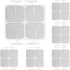 TENS Unit Replacement Pads, TENS Electrodes Pads 20 pcs Upgraded Self-Adhesive Electrode Pads 2"x2" Reusable Tens Unit Patches Compatible with Most TENS Machine Use 2.0mm Pin Connector Lead Wires