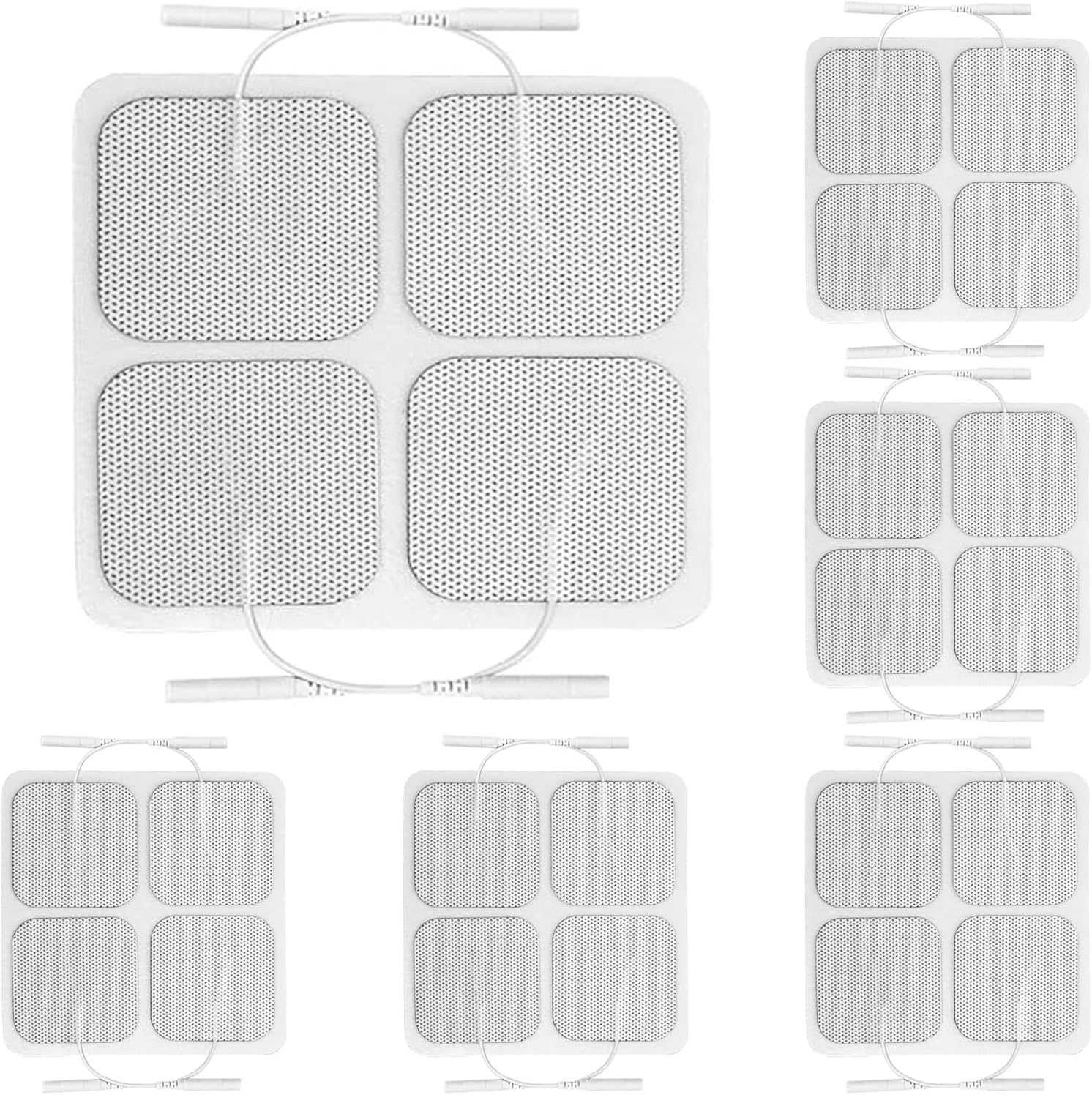 TENS Unit Replacement Pads, TENS Electrodes Pads 20 pcs Upgraded Self-Adhesive Electrode Pads 2"x2" Reusable Tens Unit Patches Compatible with Most TENS Machine Use 2.0mm Pin Connector Lead Wires