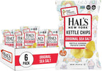 Hal's New York Kettle Cooked Gluten Free Original Sea Salt Salted Potato Chip Crisps, 2 Oz (Pack of 6)
