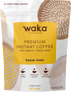 Waka Premium Instant Coffee Pouches — 100% Arabica Freeze Dried Beans — For Hot or Iced Coffee (8 Ounces, House Roast)