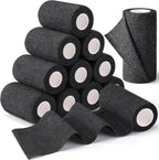 TOBWOLF 12PCS Self Adherent Bandage, 4" x5yd / 10cmx4.5m Cohesive Elastic Bandage Wrap, Breathable Sports Tape for Wrist Ankle Knee Leg Sprains Swelling - Black