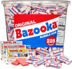 Bazooka Bubble Gum Bulk, 225 Count Tub of Chewing Gum Individually Wrapped, Old Fashioned 90's Candy for Baseball, Party Favors, Goodie Bags