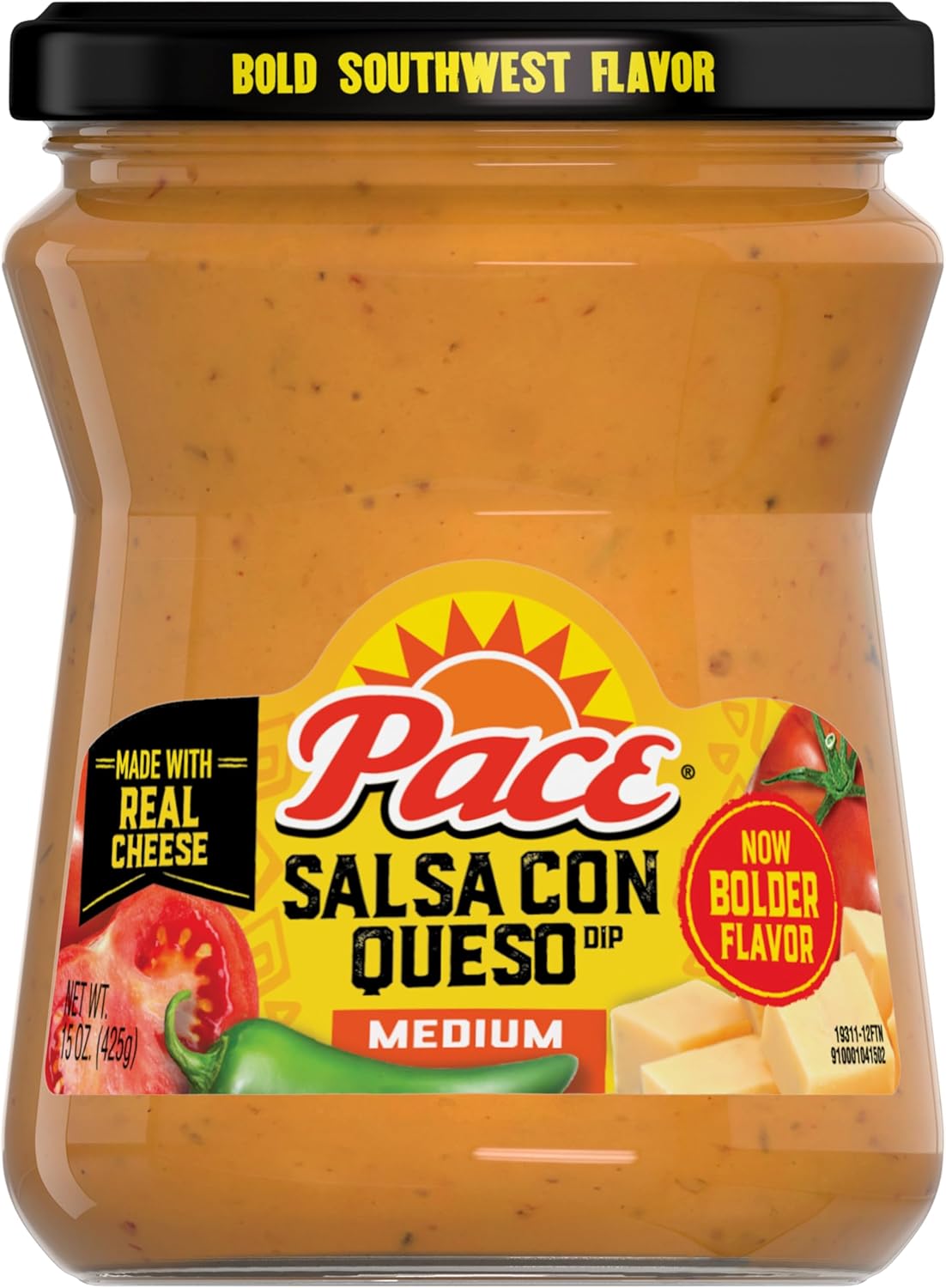 Pace Medium Salsa con Queso Dip, 15 oz Jar