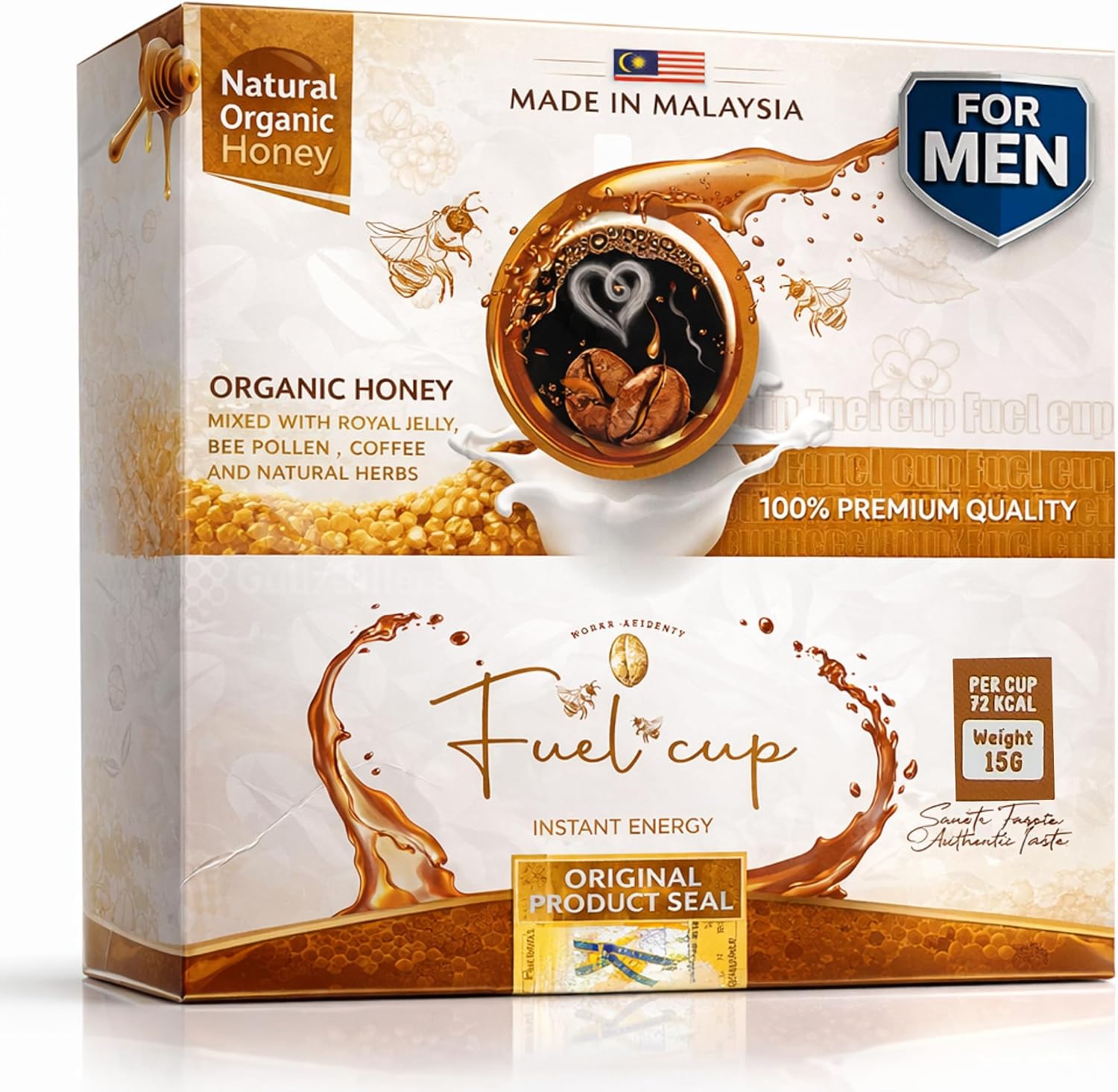 Paramount Organic Honey Sachets for Men, 100% Authentic & Pure – Alpha Energy & Peak Vitality Support with Royal Jelly, Bee Pollen & Coffee, Herbal Blend, Elite Daily Performance Formula, 10 x 15g