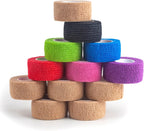 Self Adhesive Bandage Wrap| 12 Rolls 1" x 5 Yards Vet Tape, Medical Tape,Athletic Tape,Elastic Cohesive Bandage for Sports Injury,Stretch Athletic,Ankle,(Mix Color)