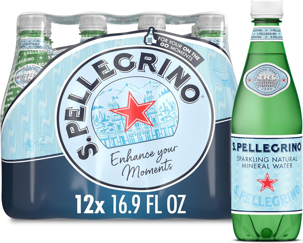 S.Pellegrino Sparkling Natural Mineral Water, Plastic Bottles, 16.9 Fl Oz (Pack of 12)
