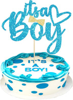 Gyufise 1 Pack Blue Glitter It's a Boy Cake Topper Gender Reveal Cake Decoration Pick for Baby Shower Gender Reveal Baby Boy 1st 2nd 3rd Birthday Party Decorations Supplies
