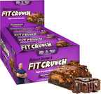 FITCRUNCH Full Size Protein Bars, 6-Layer Baked Bar, 7g of Sugar, Gluten Free & Soft Cake Core (12 Full Size Bars, Chocolate Brownie)
