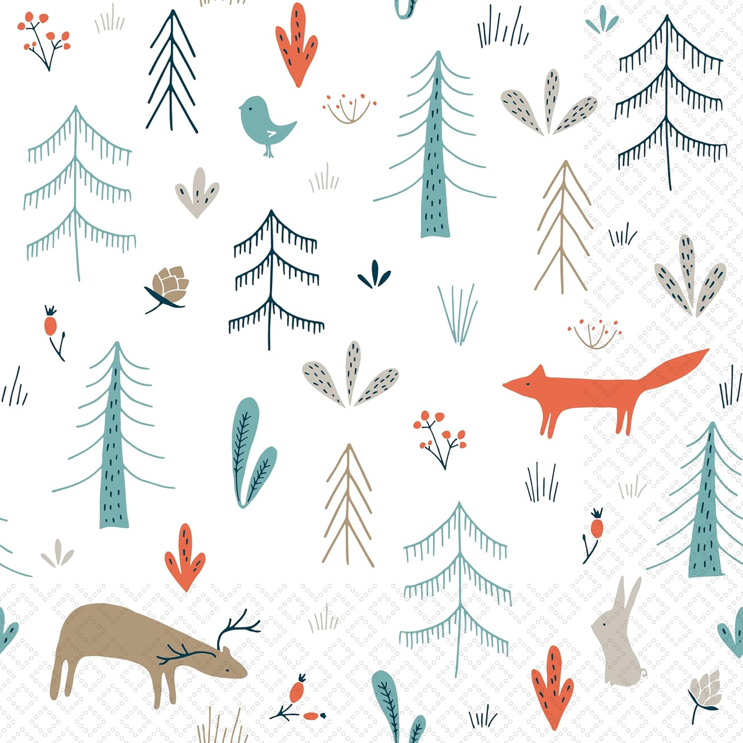 IHR Ideal Home Range Party Napkins Disposable 3-Ply Paper Lunch Napkin Pack, 6.5" x 6.5", Forest Animals, 20-Count