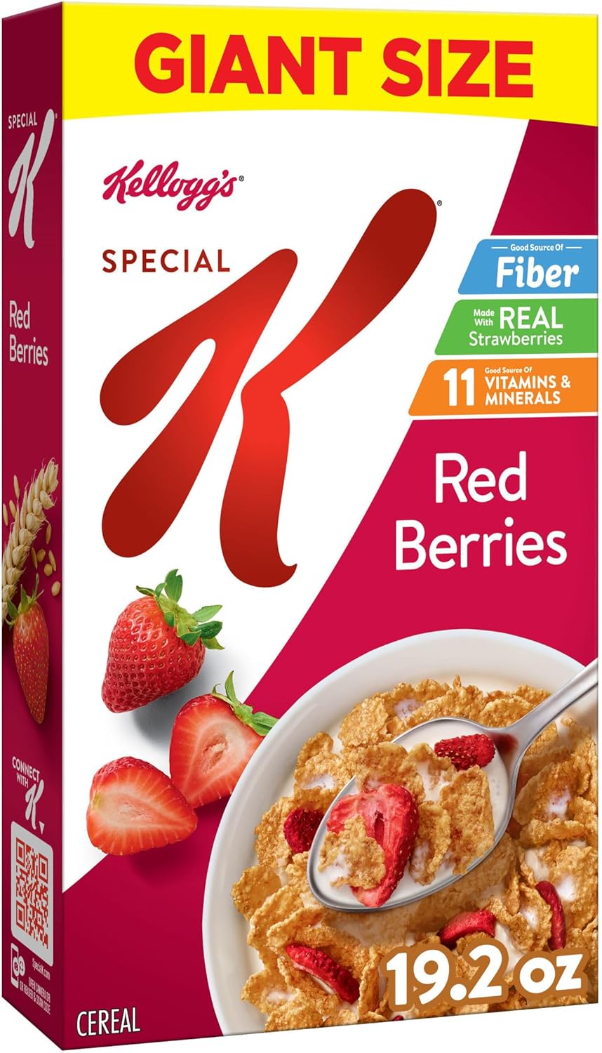Kellogg's Special K Red Berries Breakfast Cereal, Good Source of Fiber, Giant Size, 19.2 oz