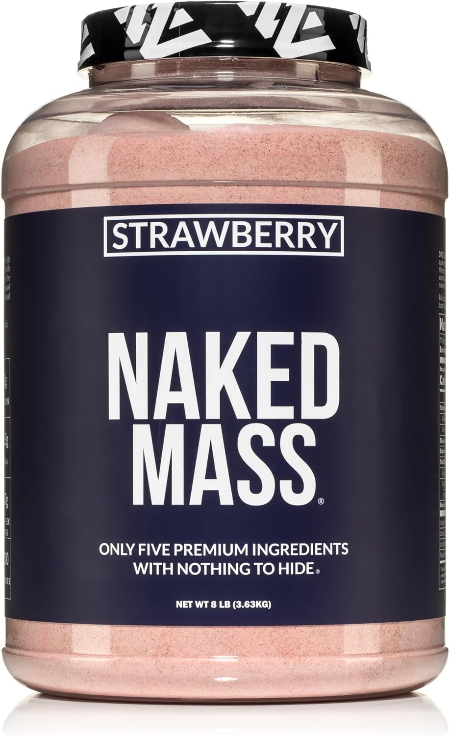 NAKED Strawberry Mass - 1,500 Calories, 50G Protein, Nothing Artificial. Strawberry Weight Gainer Protein Powder - 8lb Bulk, GMO Free, Gluten Free & Soy Free