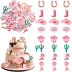 56 PCS Edible Cowgirl Cupcake Toppers HorseShoe Cactus Hat and Boot Cupcake Picks Edible Disco Ball Cup Rodeo Cake Decorations for Western Cowgirl Theme Birthday Party Cake Food Decorations Supplies