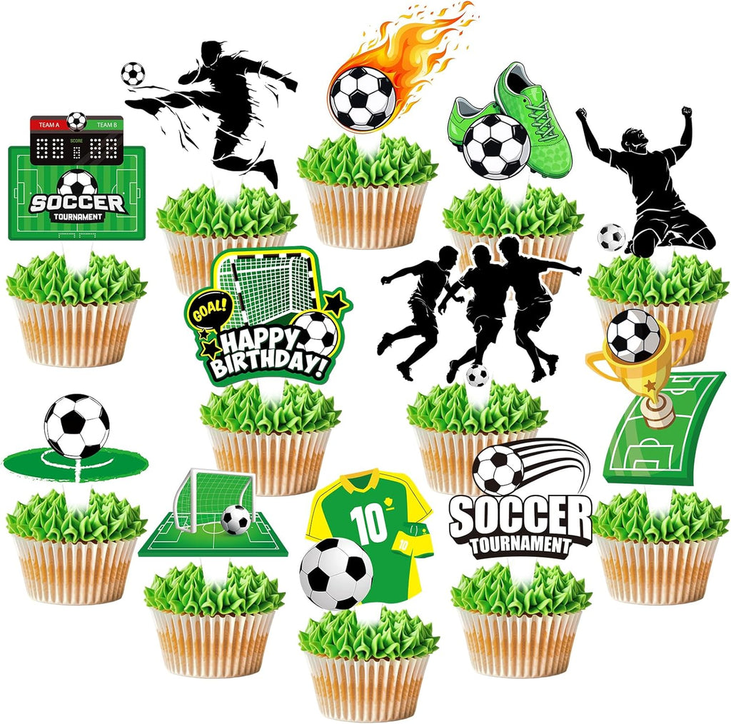 48 Pcs Soccer Cupcake Toppers Soccer Birthday Party Decorations Sport Theme Birthday Decorations