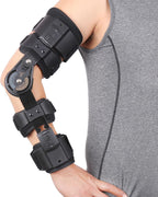 Hinged ROM Elbow Brace Adjustable Post OP Elbow Support - Arm Stabilizer Splint for Surgery, Dislocation, Ligament & Tendon Repair Recovery w/Sling Fits Men & Women (Right)
