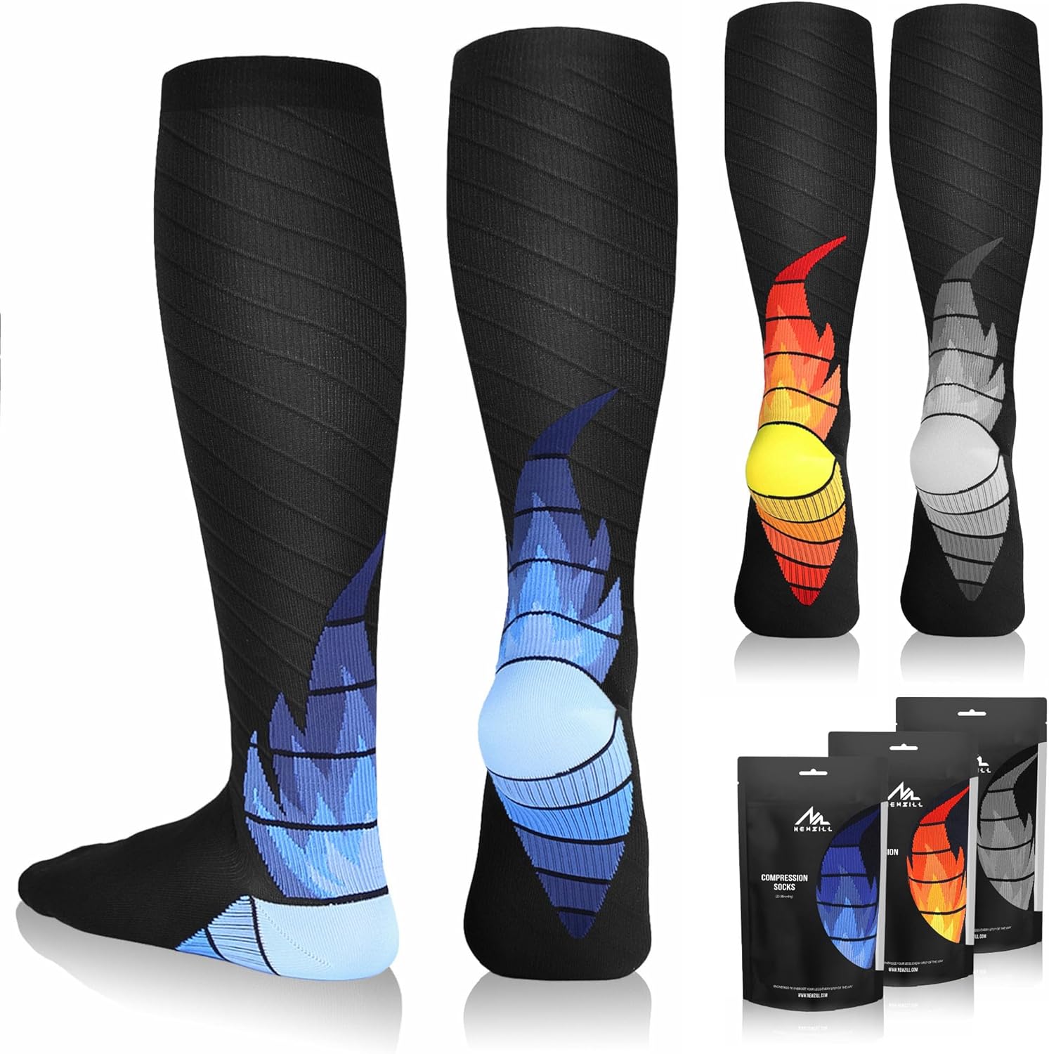 NEWZILL Medical Compression Socks for Women & Men Circulation 20-30 mmHg, Best Support for Running Athletic Cycling Nursing Travel Work and Fitness