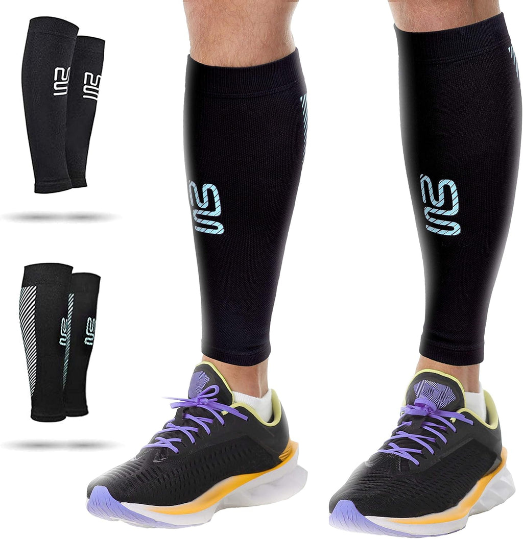 Calf Compression Sleeves - Leg Sleeves for Men and Women - Shin Splint Relief Support Brace Running Flights