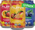 Humm Probiotic Kombucha The Original Variety 12 Pack, Organic, 2 Billion Probiotics for Gut Health, Mango Passionfruit, Blueberry Mint and Strawberry Lemonade