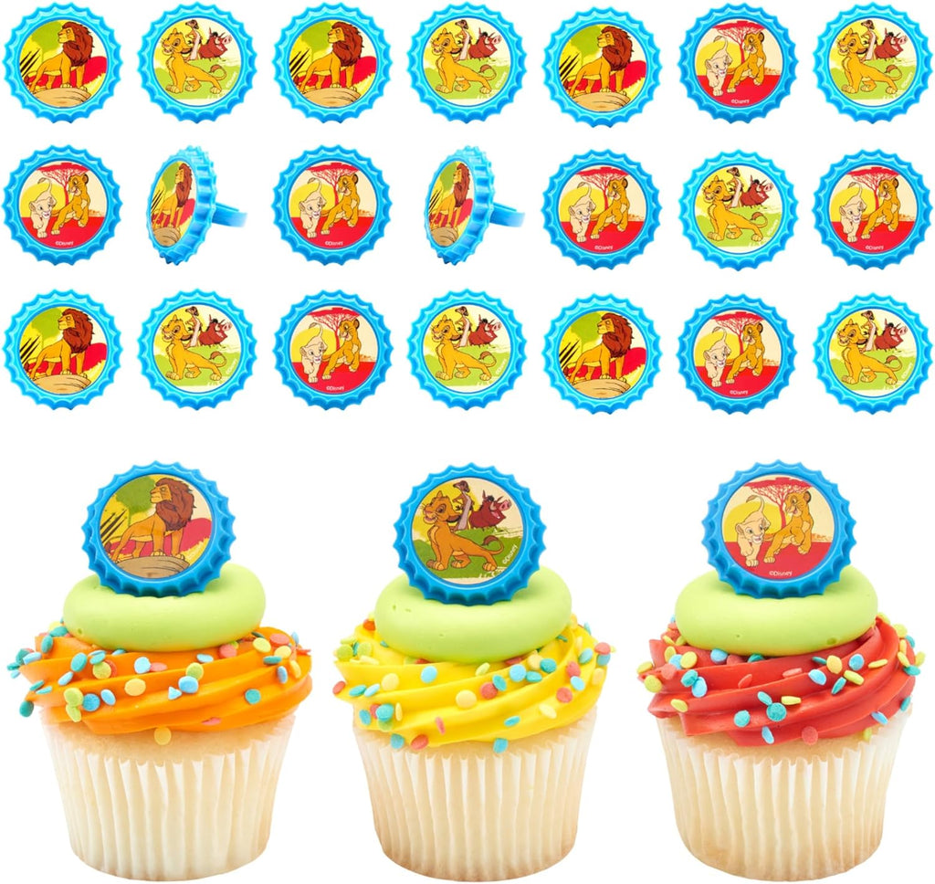DecoPac Lion King Cupcake Rings, 24 Disney's The Lion King Cupcake Decorations Featuring Simba, Timon, Pumbaa, & Nala, For Birthday Parties & Celebrations, Food Safe Cake Toppers – 24 Pack