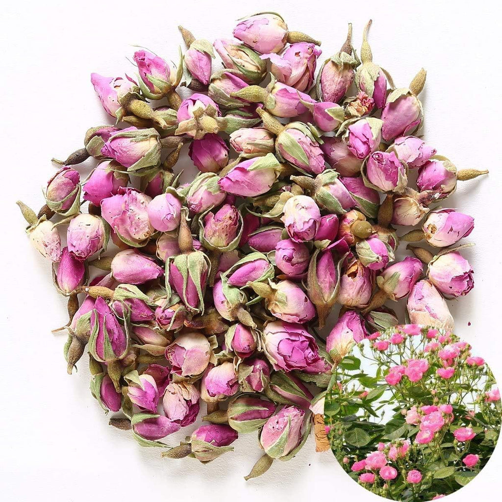 TooGet Fragrant Natural Pink Rose Buds Rose Petals Organic Dried Rosa Damascena Wholesale, Culinary Food Grade - 4 OZ