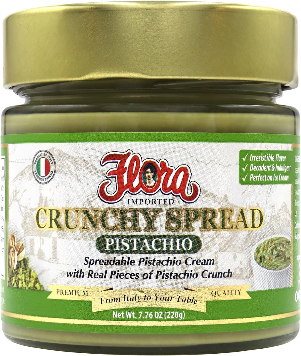 Flora Fine Foods Sweet Pistachio Crunchy Spread - Imported from Italy - (7.76 Oz Jar) (Single)
