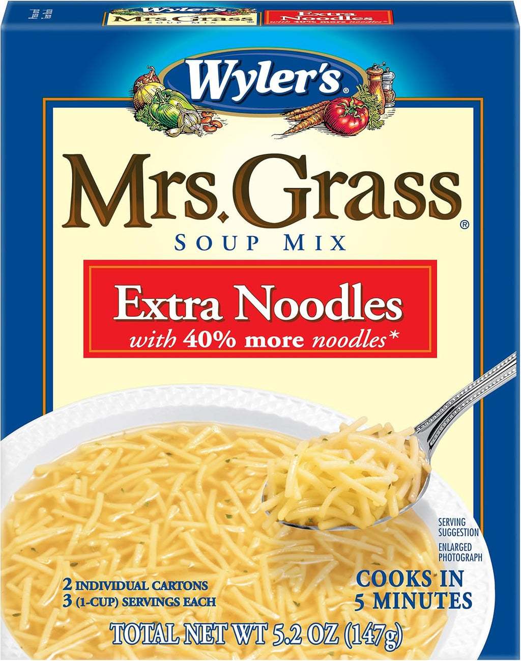 Wyler's Mrs. Grass Extra Noodles Soup Mix, 5.2 oz Box