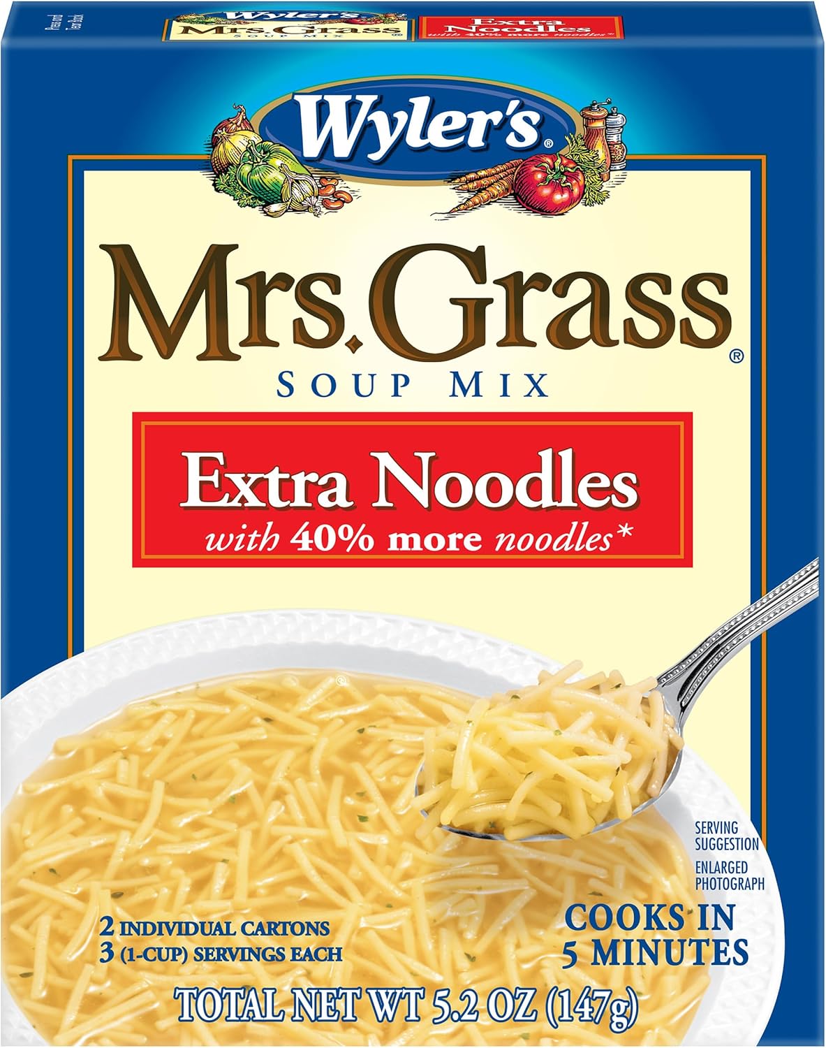 Wyler's Mrs. Grass Extra Noodles Soup Mix, 5.2 oz Box