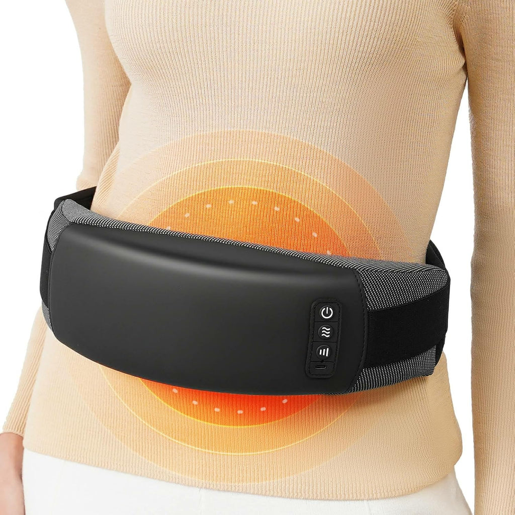 KNQZE Cordless Back Massager Belt for Pain Relief, Stomach Massager for Digestion, Heating Pad with 2 Heating Levels, Slimming Massage Belt with 3 Vibration Modes, Gifts for Women Men