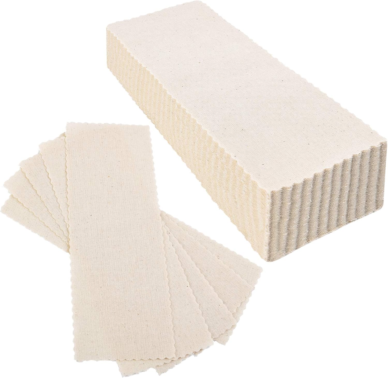 Maitys 100 Pieces Body and Facial Muslin Strips for Hair Removal Natural Muslin Epilating Strips 2.8 x 7.9 Inches Large Bulk for Women and Men