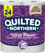 Quilted Northern Ultra Plush® Toilet Paper, 6 Mega Rolls = 24 Regular Rolls, 3-ply Bath Tissue