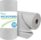 AIDEA Microfiber Cleaning Cloth Roll, 50PK, Paper Towels Reusable Grey Tear Away Towels, Washable Shop Rags, Microfiber Towels for Cars, Lint Free Rags for House, Kitchen, Window,11.5"×11.5"