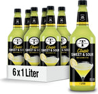 Mr & Mrs T Sweet & Sour Mix, 1 L bottle (Pack of 6), Sweet and Sour Blend Flavored Cocktail Mixer, Made with Cane Sugar, Perfect for Cocktails and Mocktail Drinks