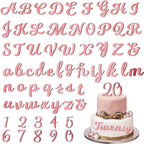 64 Pcs Acrylic Number Alphabet Cake Topper DIY Personalized Name Cupcake Toppers with A-Z Letter 0-9 Number Happy Birthday Set Suitable for Wedding, Birthday, Party Decoration (Rose Gold)