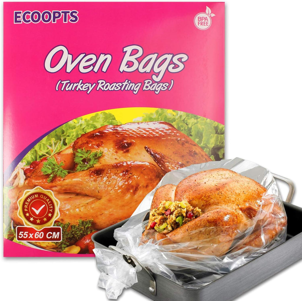 ECOOPTS Turkey Oven Bags Large Size Oven Cooking Roasting Bags for Chicken Meat Ham Seafood Vegetable - 10 Bag (21.6 x 23.6 IN) (1 Pack Large Size)
