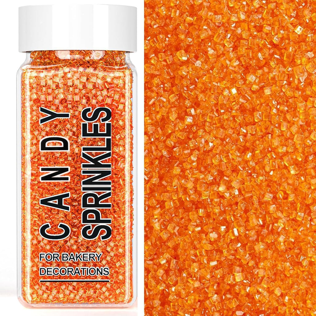 Orange Sanding Sugar Sprinkles, 4.6 oz Edible Sparkling Sugar Crystals for Baking Topping, Cupcakes, Cookies, Ice Cream & Cake Decorating, Wedding Party Halloween Thanksgiving Supplies
