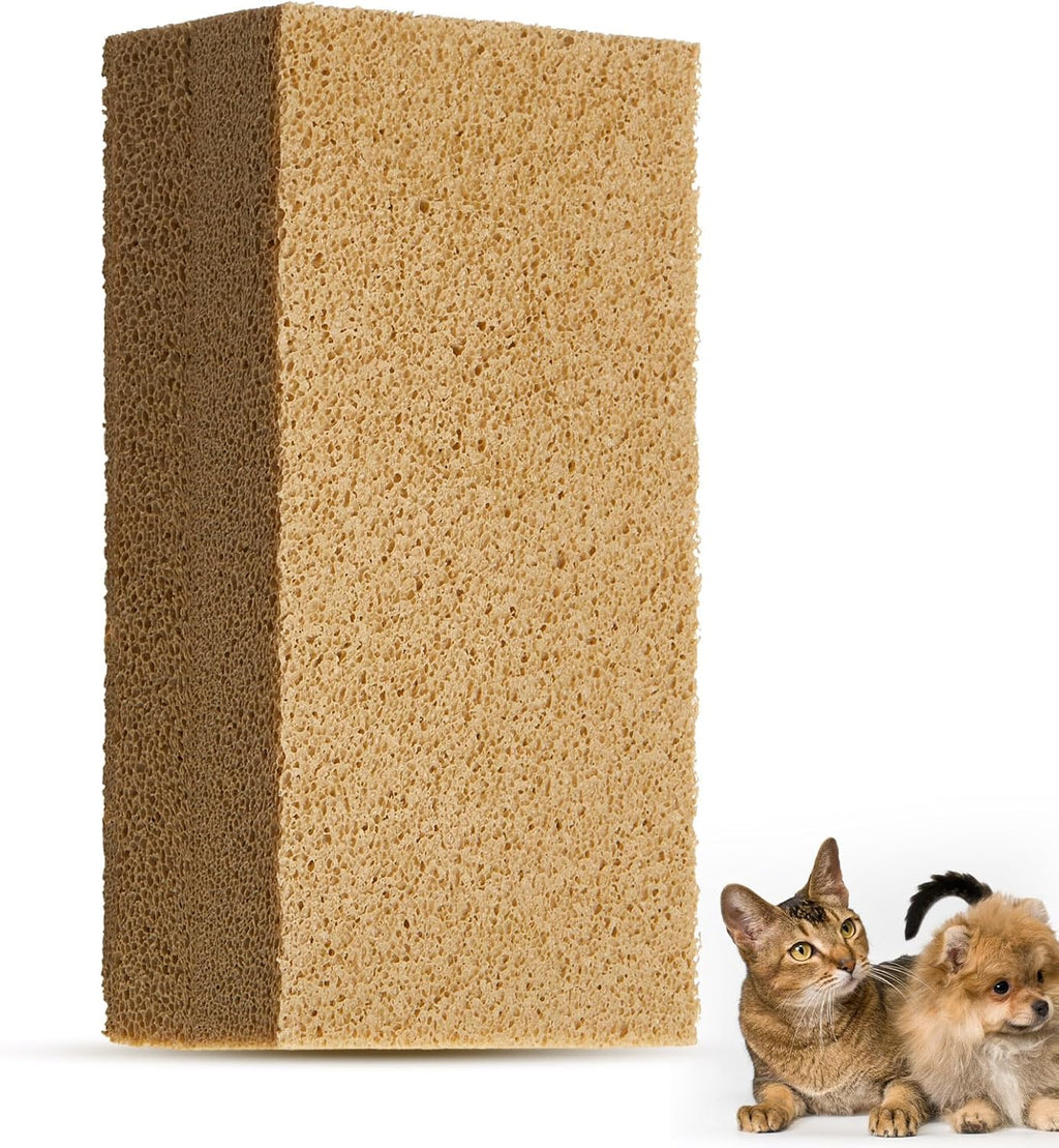 Pet Hair Remover Sponge Cat and Dog Hair Sponge Rubber Pet Fur Lifter Removal Tool, Remove from Furniture, Carpet, Bedding, Clothing, 6.26 x 3.28 x 1.89 Inch(Khaki,1 Pack)
