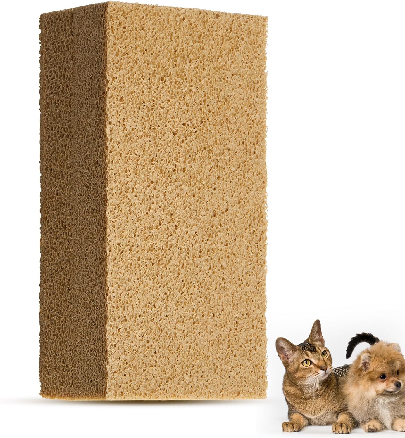 Pet Hair Remover Sponge Cat and Dog Hair Sponge Rubber Pet Fur Lifter Removal Tool, Remove from Furniture, Carpet, Bedding, Clothing, 6.26 x 3.28 x 1.89 Inch(Khaki,1 Pack)